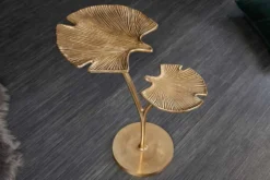 Dekorativer Beistelltisch GINKGO LEAFS 50cm gold handmade Metall