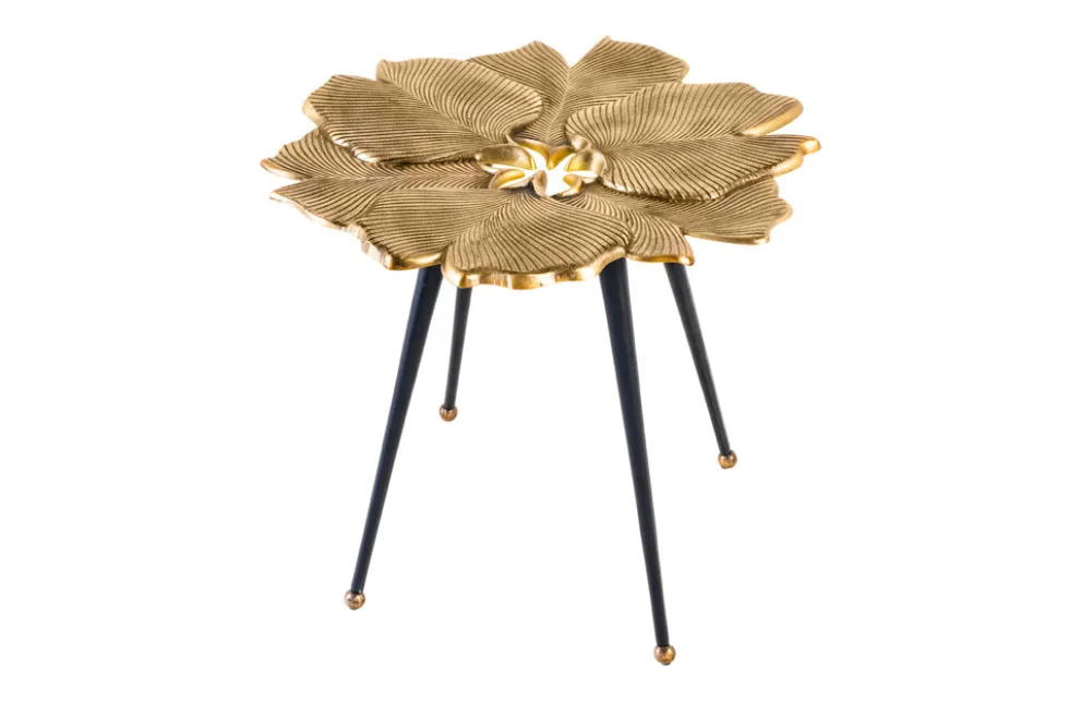 Dekorativer Beistelltisch GINKGO LEAFS 60cm gold handmade Metall