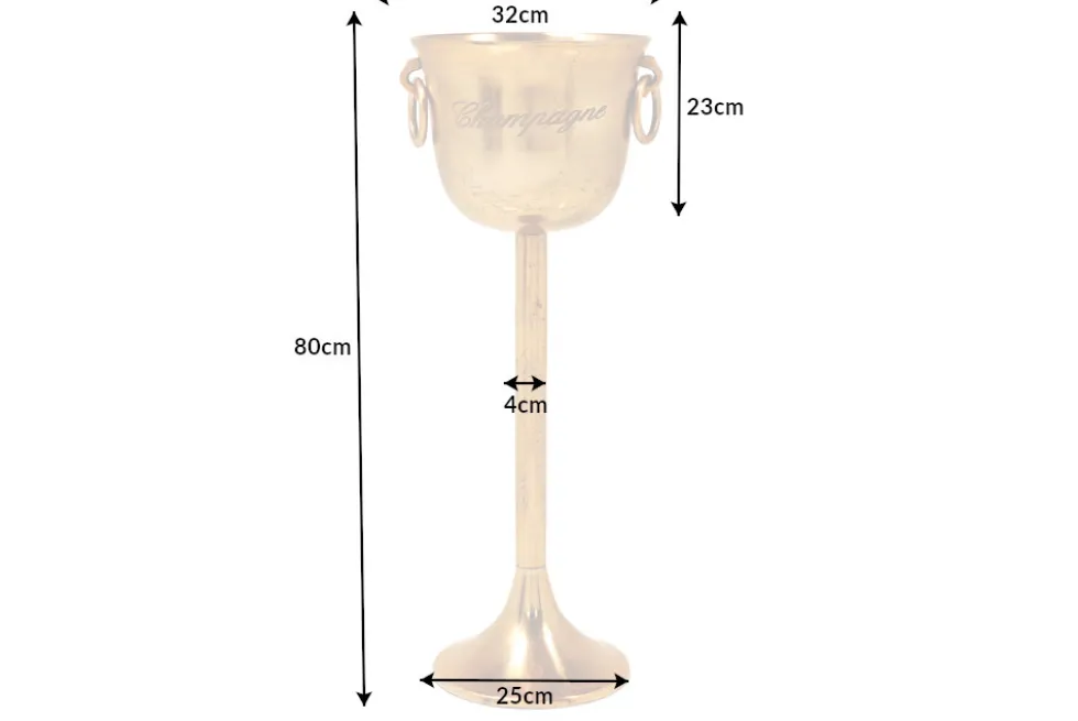 Dekorativer Sektkühler CHAMPAGNE 80cm antik gold handmade Metall Flaschenkühler