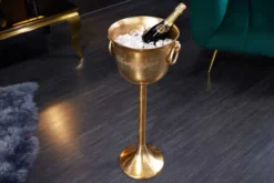 Dekorativer Sektkühler CHAMPAGNE 80cm antik gold handmade Metall Flaschenkühler