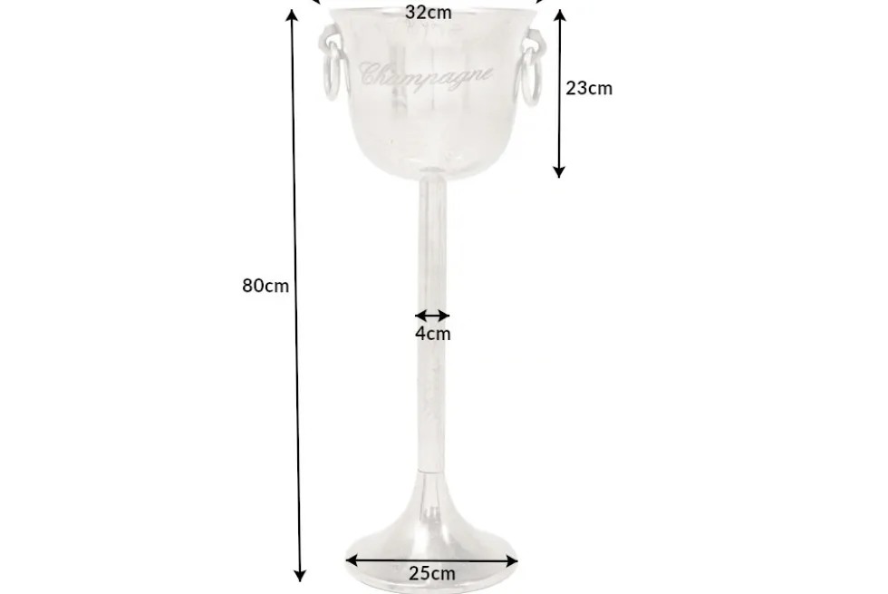 Dekorativer Sektkühler CHAMPAGNE 80cm antik silber handmade Metall Flaschenkühler