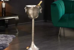 Dekorativer Sektkühler CHAMPAGNE 80cm antik silber handmade Metall Flaschenkühler