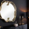Dekorativer Spiegel SNAKE XL 85cm gold Metall Schlangen-Skulptur