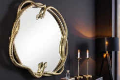 Dekorativer Spiegel SNAKE XL 85cm gold Metall Schlangen-Skulptur