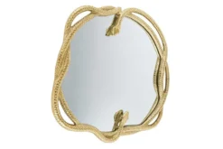 Dekorativer Spiegel SNAKE XL 85cm gold Metall Schlangen-Skulptur