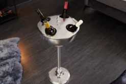 Dekorativer Weinkühler VINO 80cm silber handmade Metall Flaschenkühler Sektkühler