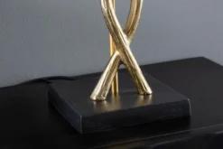 Dekorative Tischlampe GINKGO 62cm schwarz gold Metall Skulptur Leuchte mit Marmorfuß