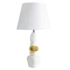 Dekorative Tischlampe STONES OF ZEN 70cm weiß gold mit Stoffschirm rund