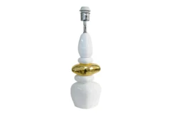 Dekorative Tischlampe STONES OF ZEN 70cm weiß gold mit Stoffschirm rund