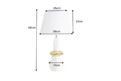 Dekorative Tischlampe STONES OF ZEN 70cm weiß gold mit Stoffschirm rund