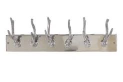 Dekorative Wandgarderobe DEER 50cm silber Aluminium poliert Hirschgeweih Kleiderhaken