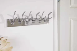 Dekorative Wandgarderobe DEER 50cm silber Aluminium poliert Hirschgeweih Kleiderhaken