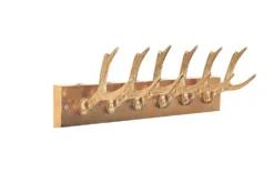 Dekorative Wandgarderobe DEER 50cm gold Metall Hirschgeweih Kleiderhaken