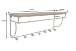 Dekorative Wandgarderobe HERITAGE 80cm natur gold messing Pinie Metall mit Ablage