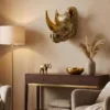 Deko-Wandfigur RHINO 40cm gold handmade Nashorn-Skulptur