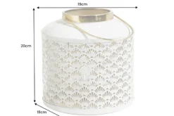 Deko Windlicht CANDLELIGHT 20cm beige-grün Metall handmade Laterne