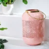 Deko Windlicht CANDLELIGHT 30cm pastell-rosa Metall handmade Laterne