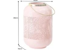 Deko Windlicht CANDLELIGHT 30cm pastell-rosa Metall handmade Laterne
