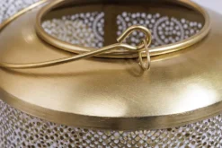 Deko Windlicht ORIENT 20cm gold Metall mit Patina handmade Laterne