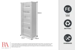 Design Aktenschrank GLOBETROTTER 180cm grau Eisen Container Upcycling Highboard