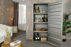 Design Aktenschrank GLOBETROTTER 180cm grau Eisen Container Upcycling Highboard