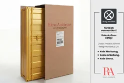 Design Aktenschrank GLOBETROTTER 180cm gold Eisen Container Upcycling Highboard
