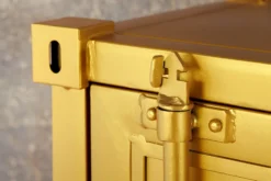 Design Aktenschrank GLOBETROTTER 180cm gold Eisen Container Upcycling Highboard