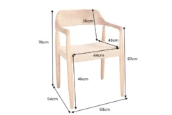 Design Armlehnen-Stuhl KENNEDY natur aus recyceltem Pinienholz mit Korbgeflecht