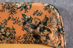 Design Bank PRÊT-À-PORTER gelb Samt florales Muster und goldene Fußkappen