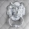 Design Barhocker CASTLE DELUXE grau Samt silber Edelstahl mit Lehne Chesterfield