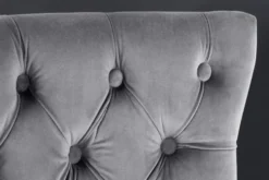 Design Barhocker CASTLE DELUXE grau Samt silber Edelstahl mit Lehne Chesterfield