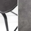 Design Barhocker DJANGO vintage grau Microfaser mit Lehne Eisengestell schwarz