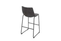 Design Barhocker DJANGO vintage grau Microfaser mit Lehne Eisengestell schwarz