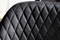 Design Barhocker PARIS grau Samt mit Lehne Metall schwarz gold Ziersteppung