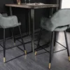 Design Barhocker PARIS grün Samt mit Lehne Metall schwarz gold Ziersteppung