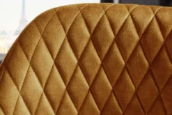 Design Barhocker PARIS senfgelb Samt mit Lehne Metall schwarz gold Ziersteppung
