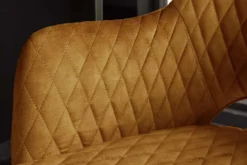 Design Barhocker PARIS senfgelb Samt mit Lehne Metall schwarz gold Ziersteppung