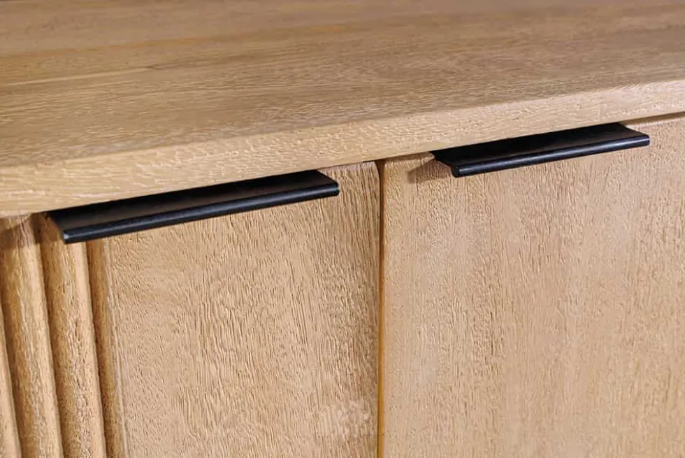 Design Barschrank ART DECO 140cm weiß gekälkt Mangoholz 3D-Front