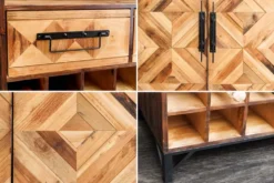 Design Barschrank BODEGA 160cm natur Pinienholz Weinregal Glashalter Schubladen