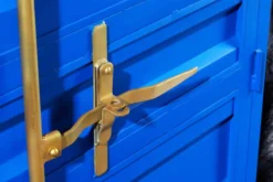 Design Barschrank Container GLOBETROTTER 180cm blau Weinregal Upcycling
