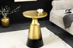 Design Beistelltisch ABSTRACT 60cm gold Metall gebürstet Patina Handarbeit rund Säulentisch