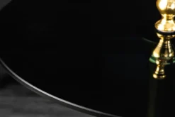 Design Beistelltisch ABSTRACT 45cm gold Metall schwarze Glasplatte handmade rund