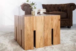 Design Beistelltisch CASTLE 45cm natur Wildeiche Massivholz geölt Sitzhocker