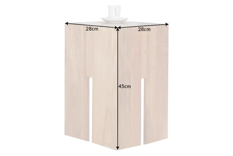 Design Beistelltisch CASTLE 45cm natur Wildeiche Massivholz geölt Sitzhocker