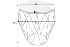 Design Beistelltisch DIAMOND 50cm weiß Marmor messing Metall