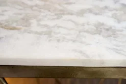 Design Beistelltisch DIAMOND 50cm weiß Marmor messing Metall