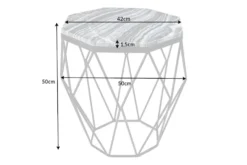 Design Beistelltisch DIAMOND 50cm grau Marmor schwarz Metall