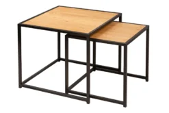 Design Beistelltische 2er Set SLIM LINE 50cm Wildeiche schwarz Industrial Stil