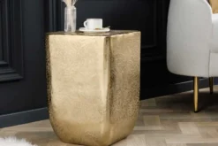 Design Beistelltisch UNIT 45cm gold Hammerschlag handmade Metall Aluminium