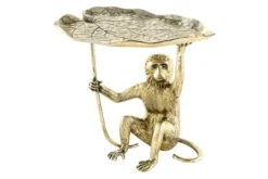Design Beistelltisch WILDLIFE MONKEY 60cm gold antik Metall handmade